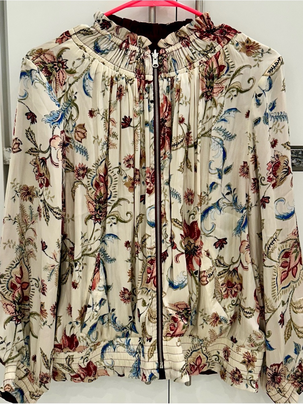 Chicos Satin Floral Zip-Front Women’s Reversible Jacket